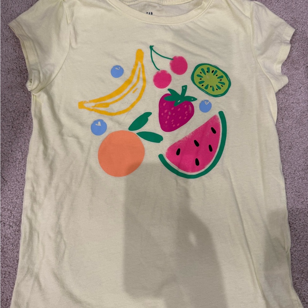 GAP Yellow Kids T-Shirt with Colorful Fruit Design